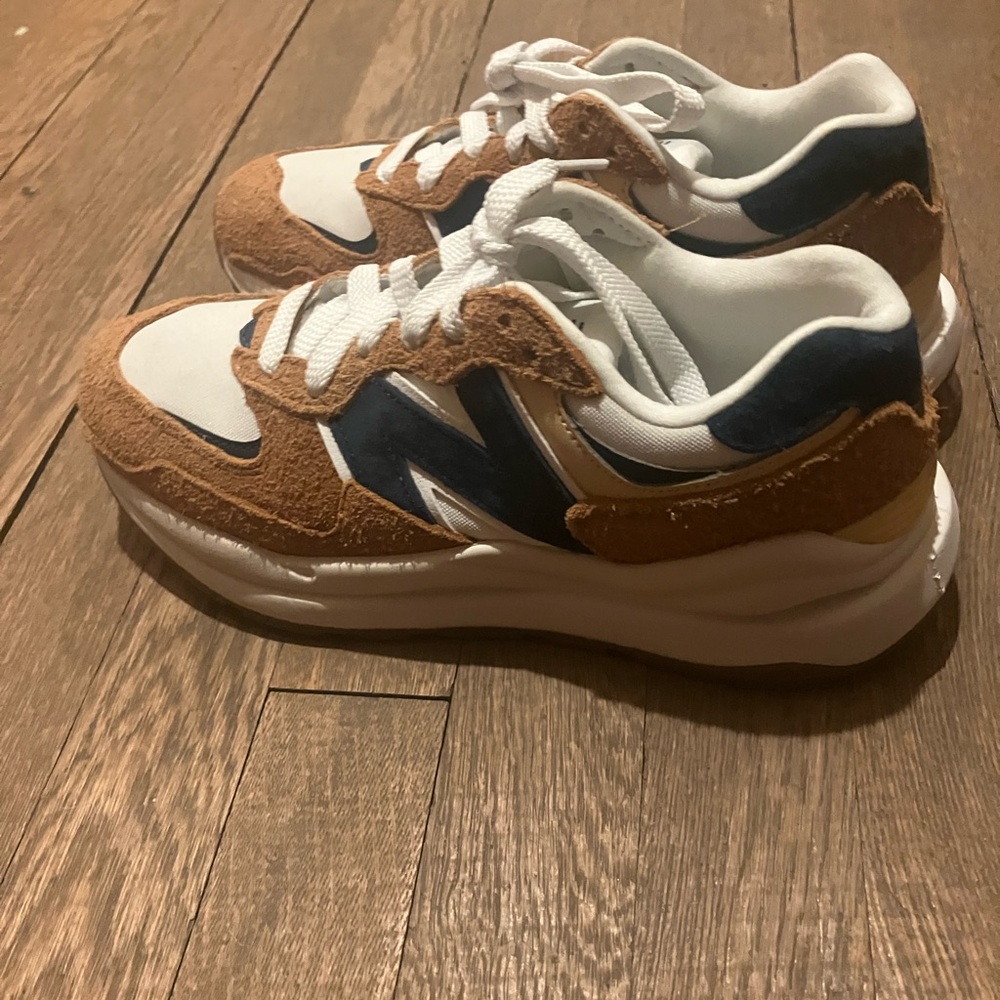 New Balance Brown and White Athletic Shoes